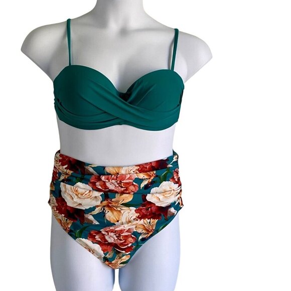 Cupshe High Waist 2 Piece Swimwear Bikini Set Women's XL NEW NWT - Picture 2 of 10